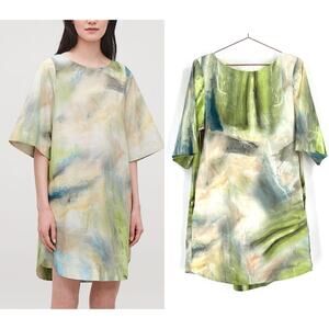 COS Abstract Print Mini Dress - Green, Blue, Cream
